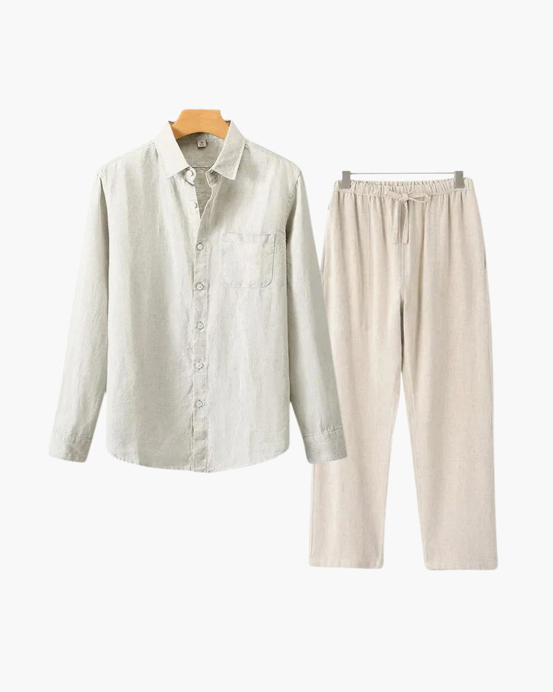 Verfijnde Linnen Set van Overhemd en Broek voor Heren