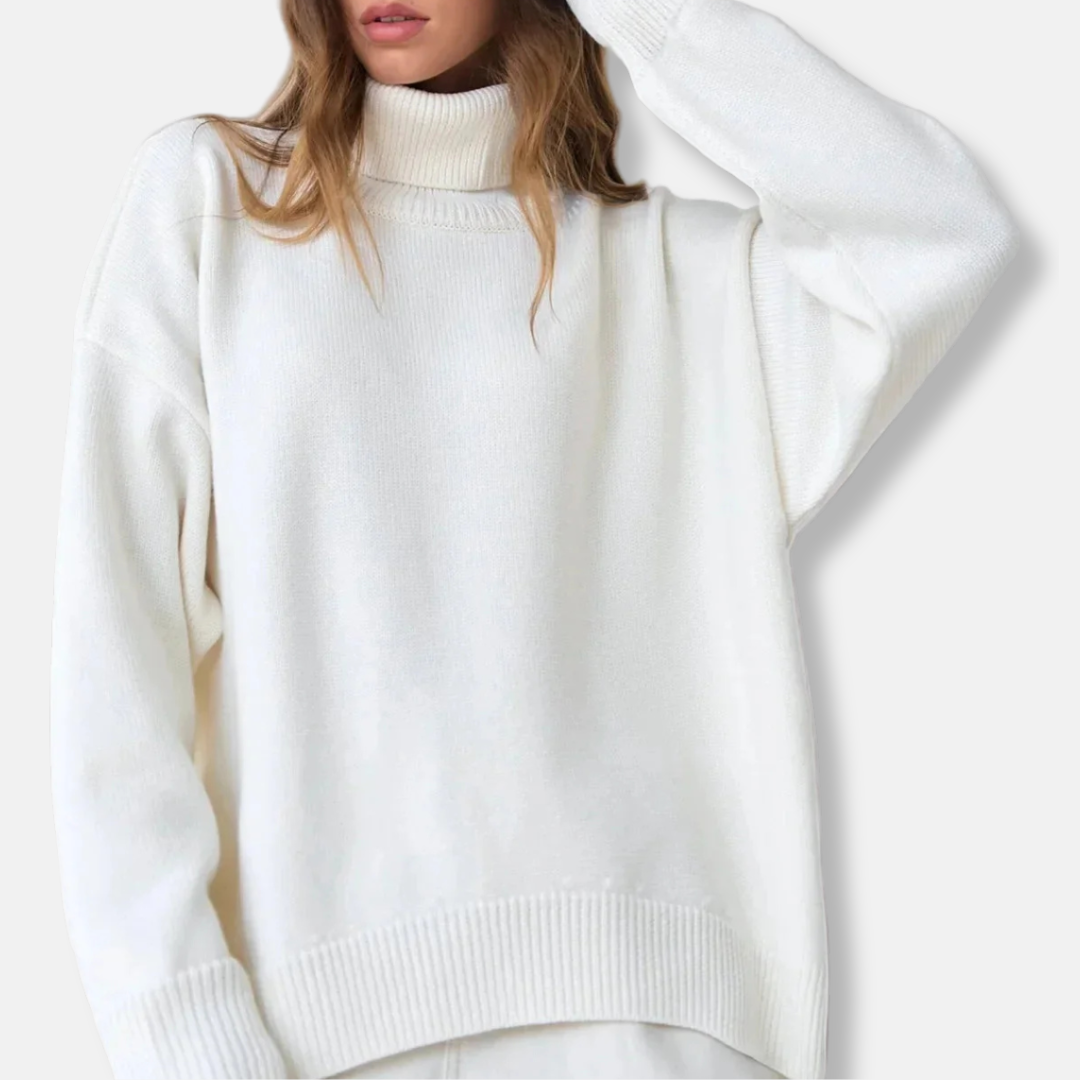 Women's sweater with turtleneck – Loose-fitting model – Knitted – Long sleeves – Ribbed trims