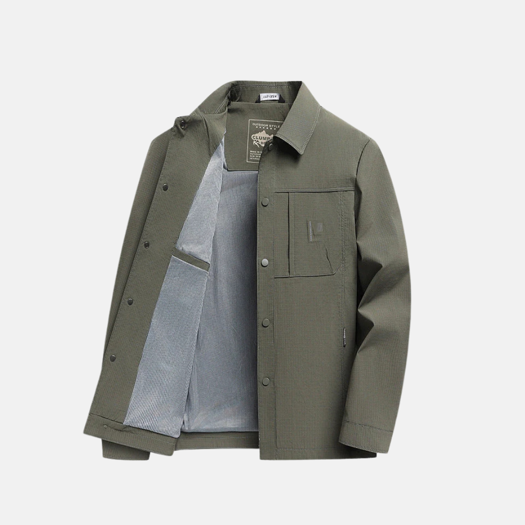 Men's Jacket – Regular Fit – Waffle Texture – Point Collar – Button Closure – Chest Pockets