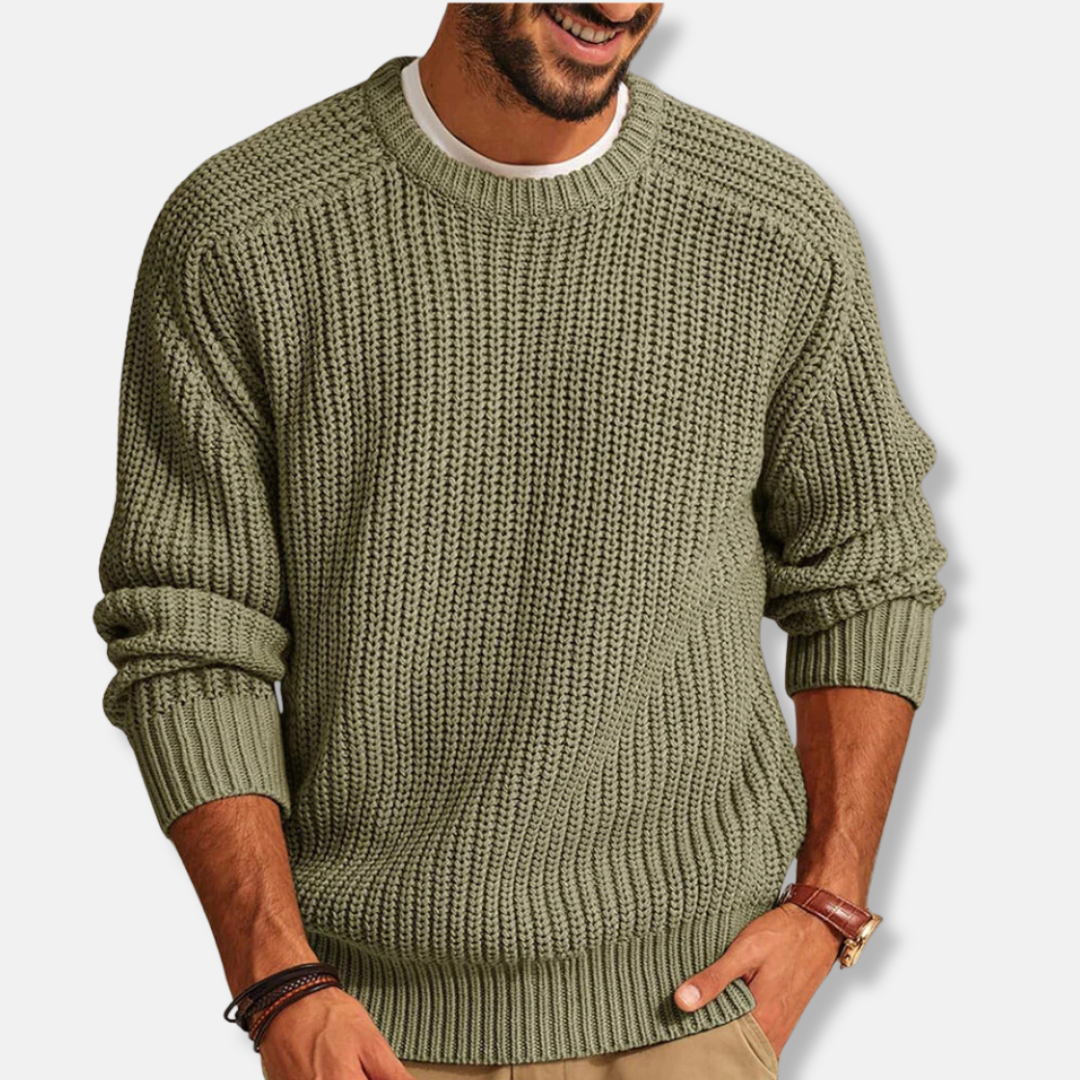 Men's sweatshirt – Loose fit – Chunky knit – Crew neck – Ribbed trims