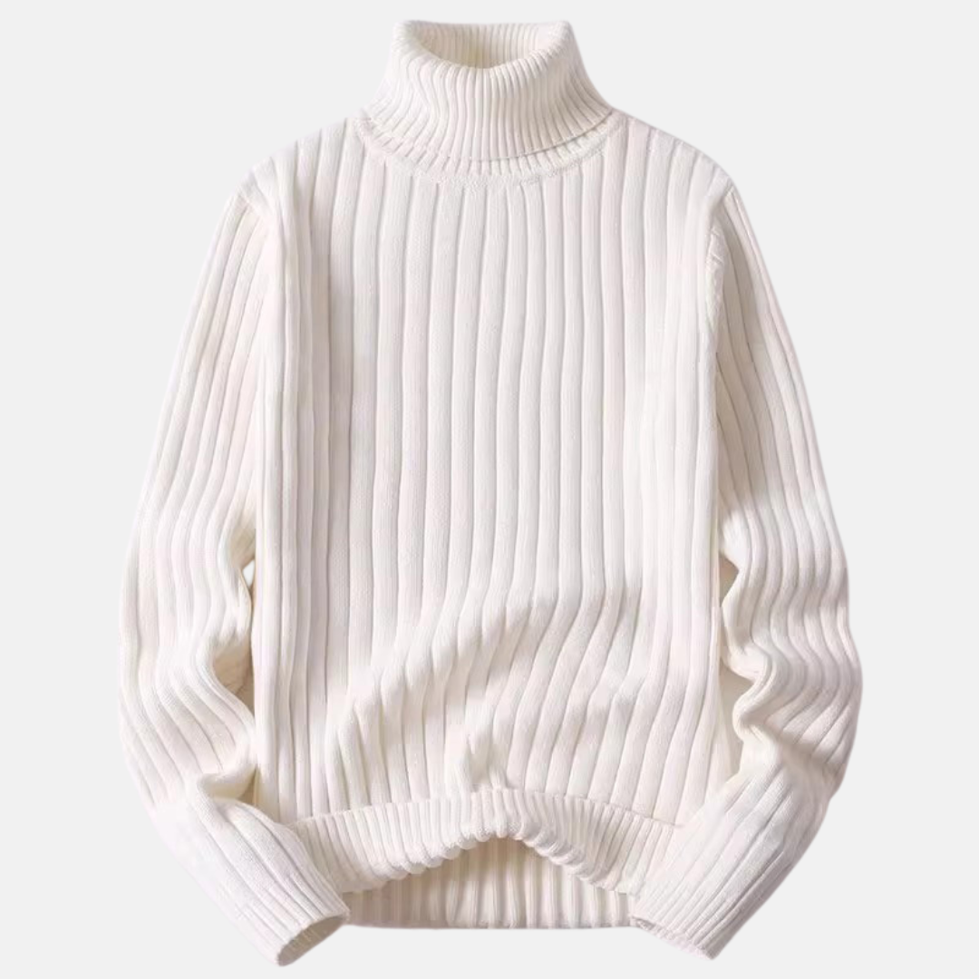 Men's Sweater - Knitted Fabric - Turtleneck - Regular Fit - Long Sleeves