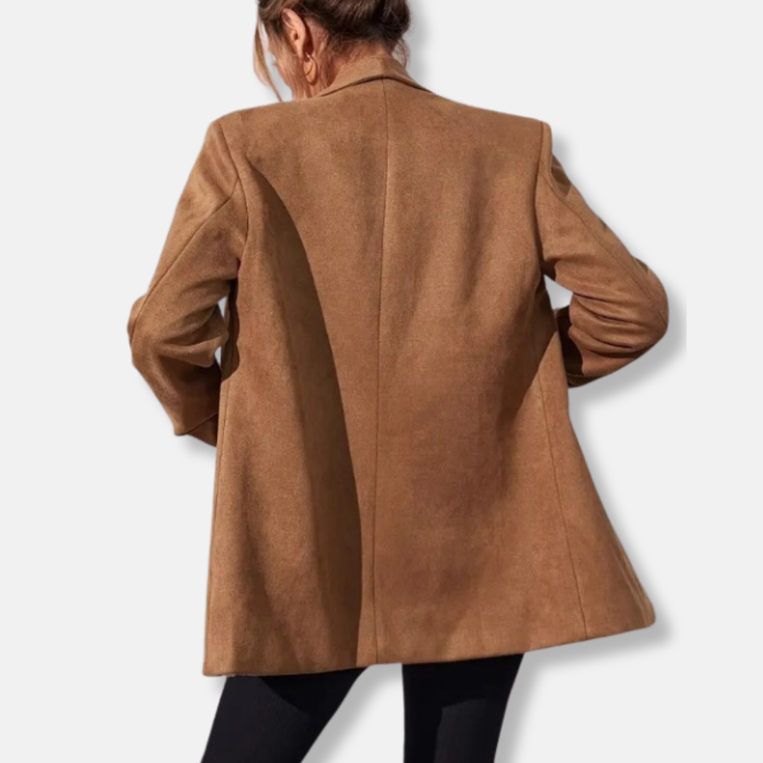 Women's Blazer – Oversized Fit – Open Front – Shawl Collar – Long Length