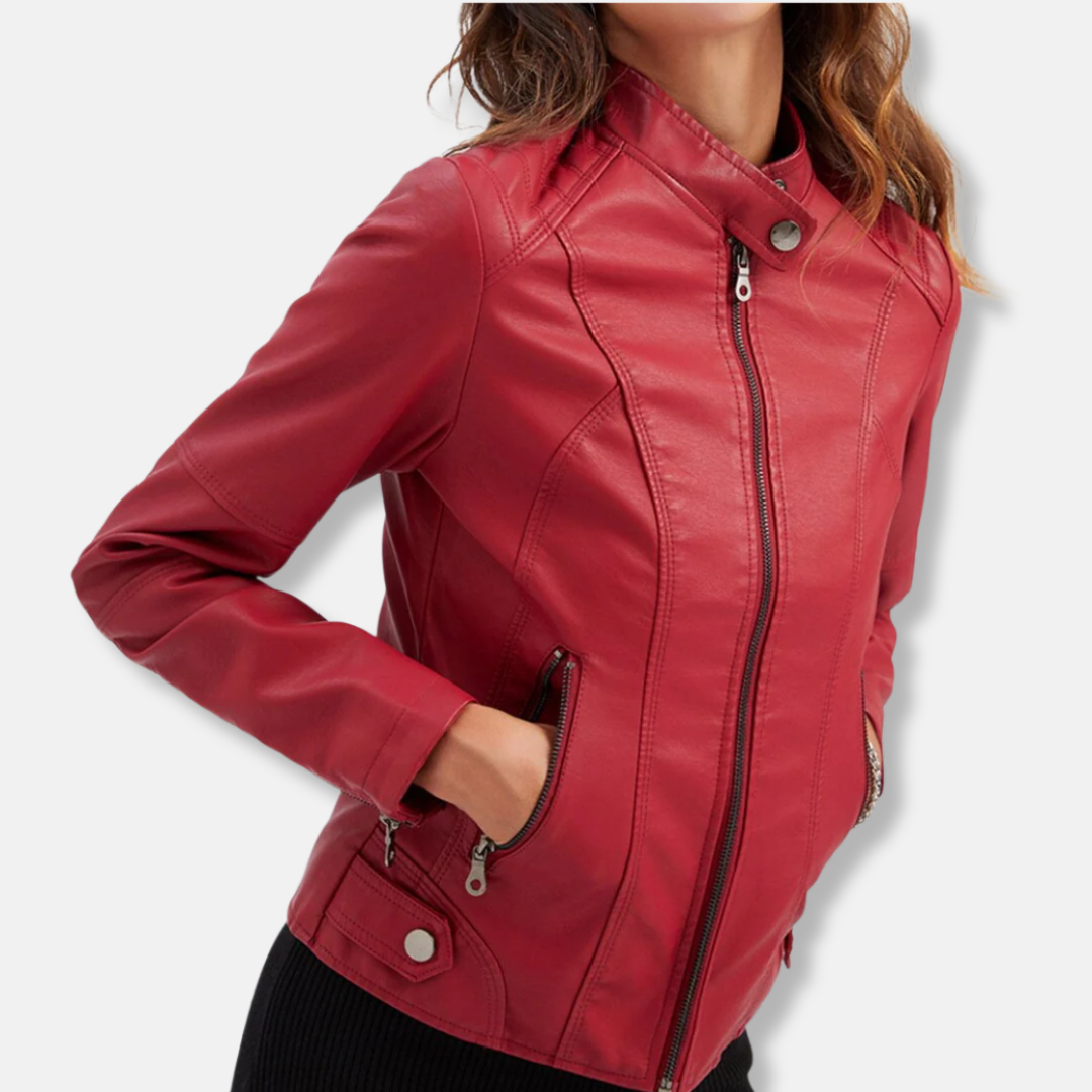 Women's biker jacket – Tailored Fit – Stand-up collar – Zip pockets