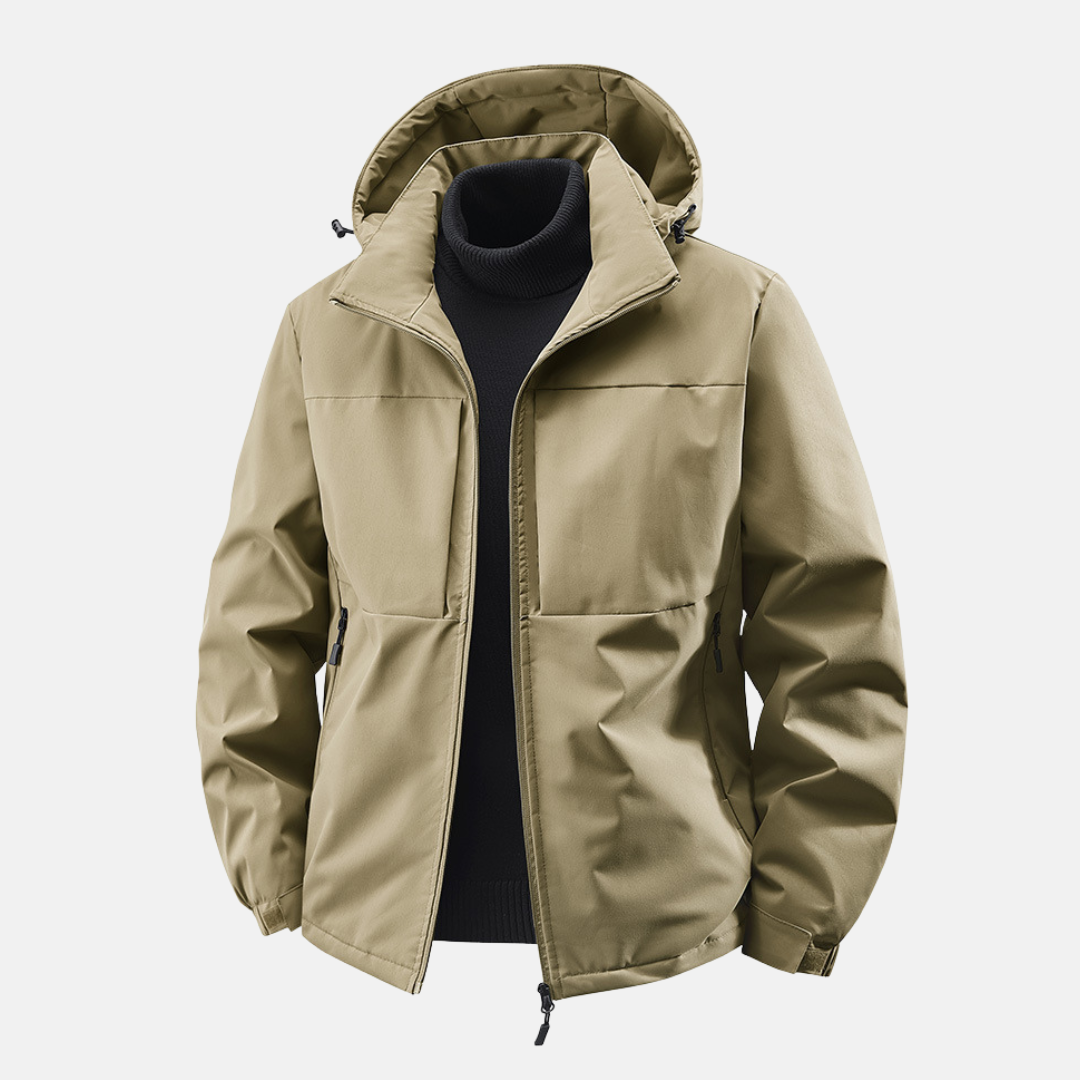 Men's Jacket – Windproof Water-repellent – Relaxed Fit – With Hood and Zippered Pockets