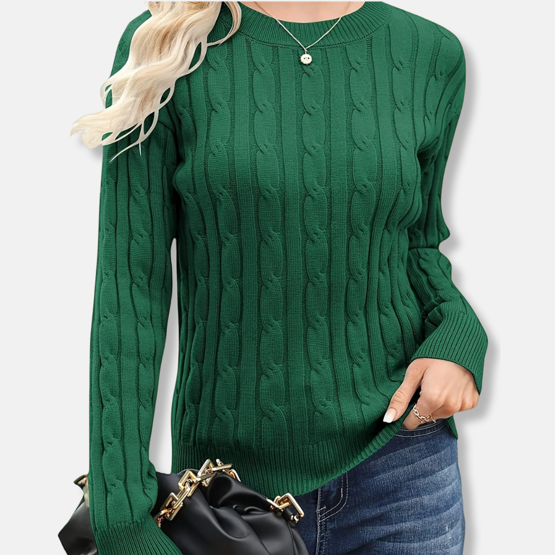 Women's sweatshirt – Cable knit – Relaxed fit – Long sleeve with ribbed cuffs