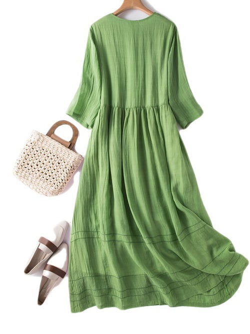 Elegant Midi Dress with V-neck for Ladies