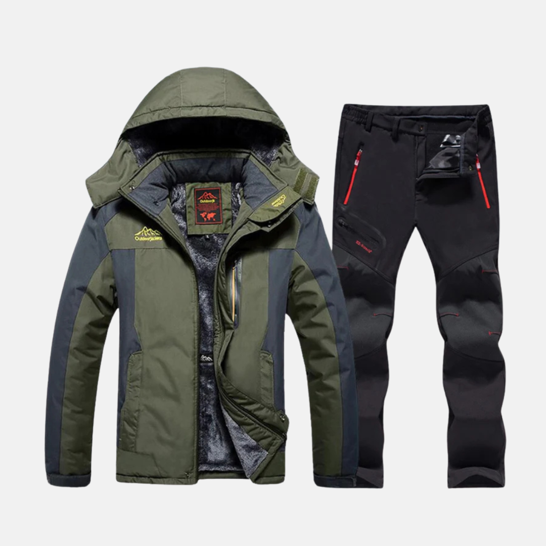 Men's Two Piece Set - Technical Fabric - Relaxed Fit - Adjustable Hood