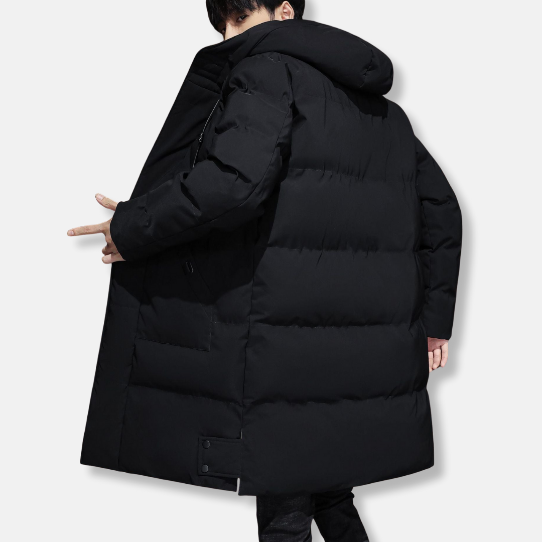 Men's Padded Jacket – Relaxed Fit – Lined Hood – Mid-Length