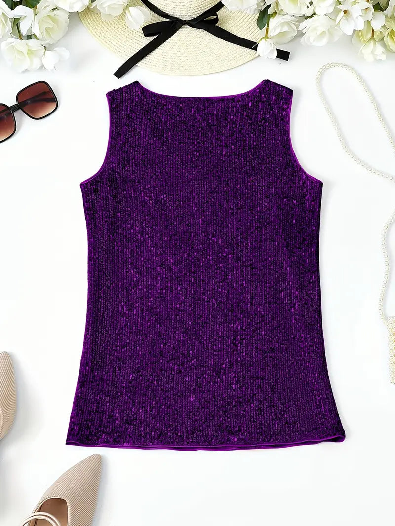 Sleeveless Top with Sequins for Women