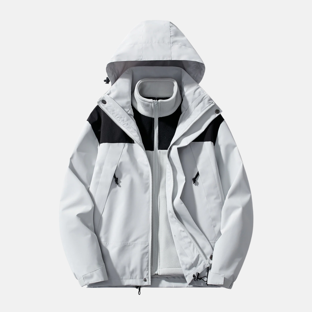 Men's Outdoor Jacket – Water-Repellent – Removable Fleece – Adjustable Hood