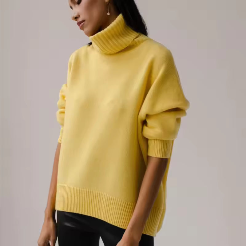 Women's Sweater – Oversized Fit – Wool Mix – Ribbed Collar – Long Sleeves