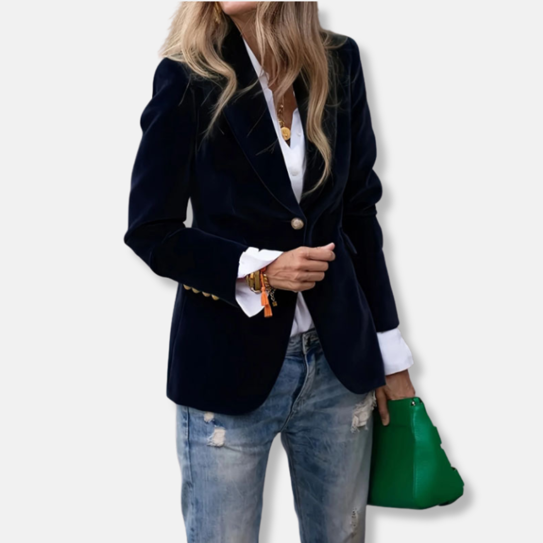 Ladies Blazer - Velvet - Slim Fit - With Notch Lapel
