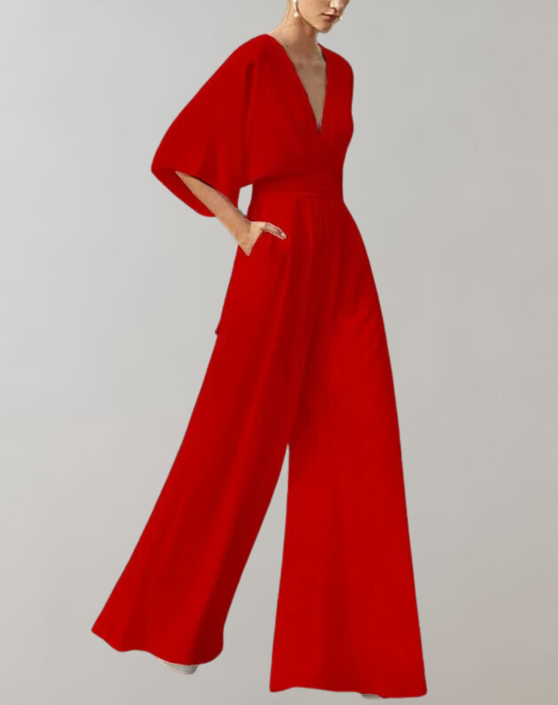 Stylish Butterfly Sleeve Flowing Jumpsuit for Women
