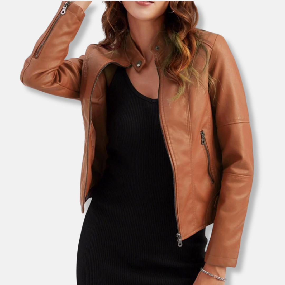 Women's biker jacket – Tailored Fit – Stand-up collar – Zip pockets