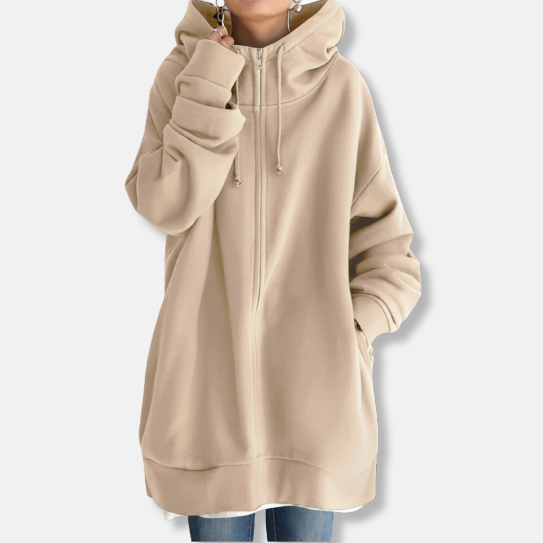 Women's Hoodie – Oversized Fit – Soft Warm Fabric – Zipper Closure – Long Sleeves