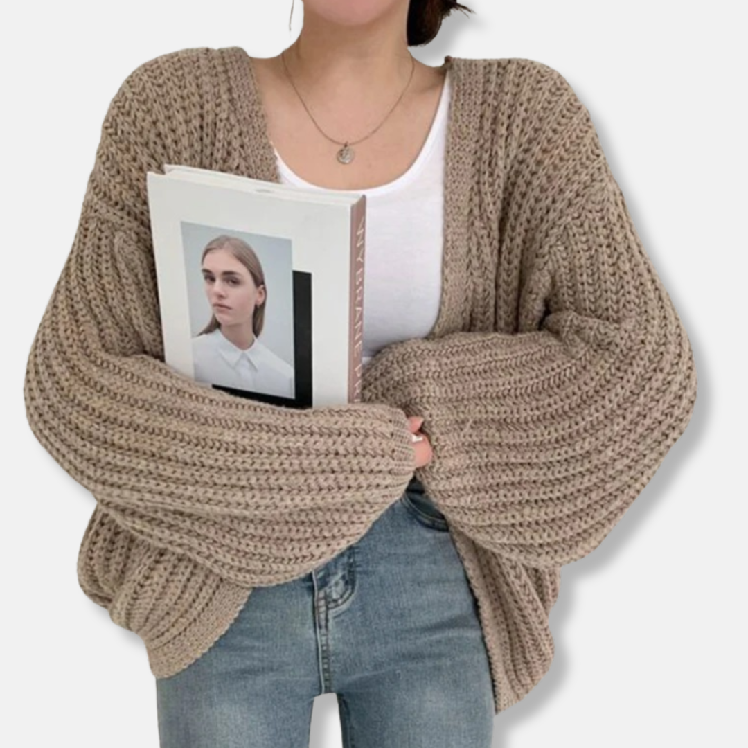 Women's Cardigan - Oversized Relaxed Fit - Balloon Sleeve