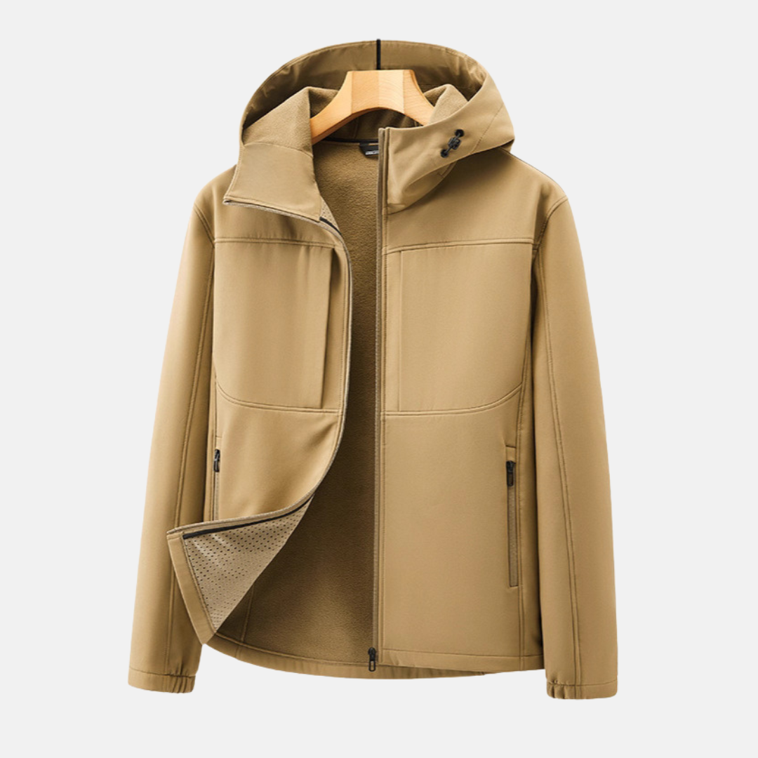 Men's softshell jacket – regular fit – fleece lined – adjustable hood – pockets