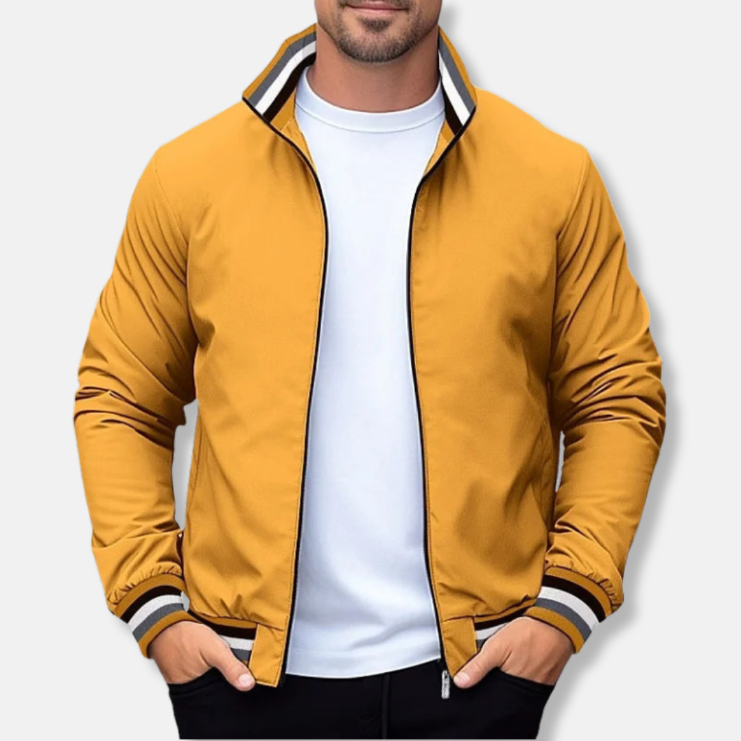 Men's Bomber Jacket - Regular Fit - Ribbed Collar And Cuffs