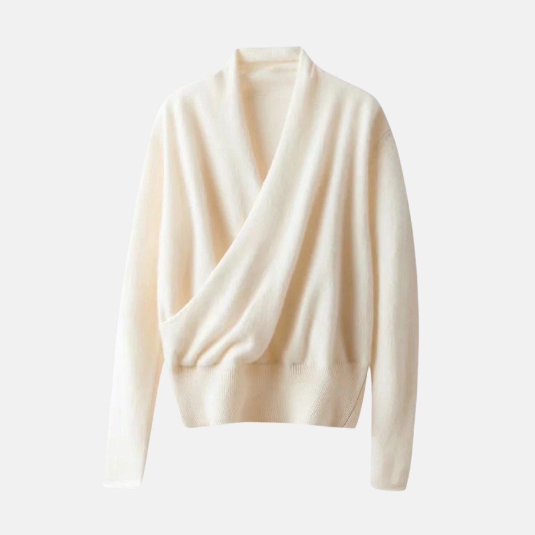 Women's Sweater – Wrap Model – Relaxed Fit – Long Sleeves – Knitted Wool Blend