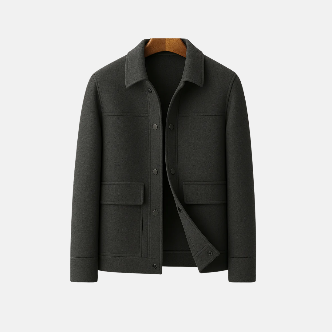 Men's Blazer - Woven Fabric - Tailored Fit - Point Collar - Snap Buttons