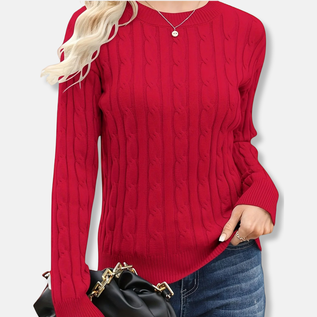Women's sweatshirt – Cable knit – Relaxed fit – Long sleeve with ribbed cuffs