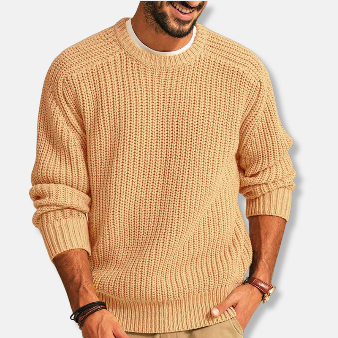 Men's sweatshirt – Loose fit – Chunky knit – Crew neck – Ribbed trims