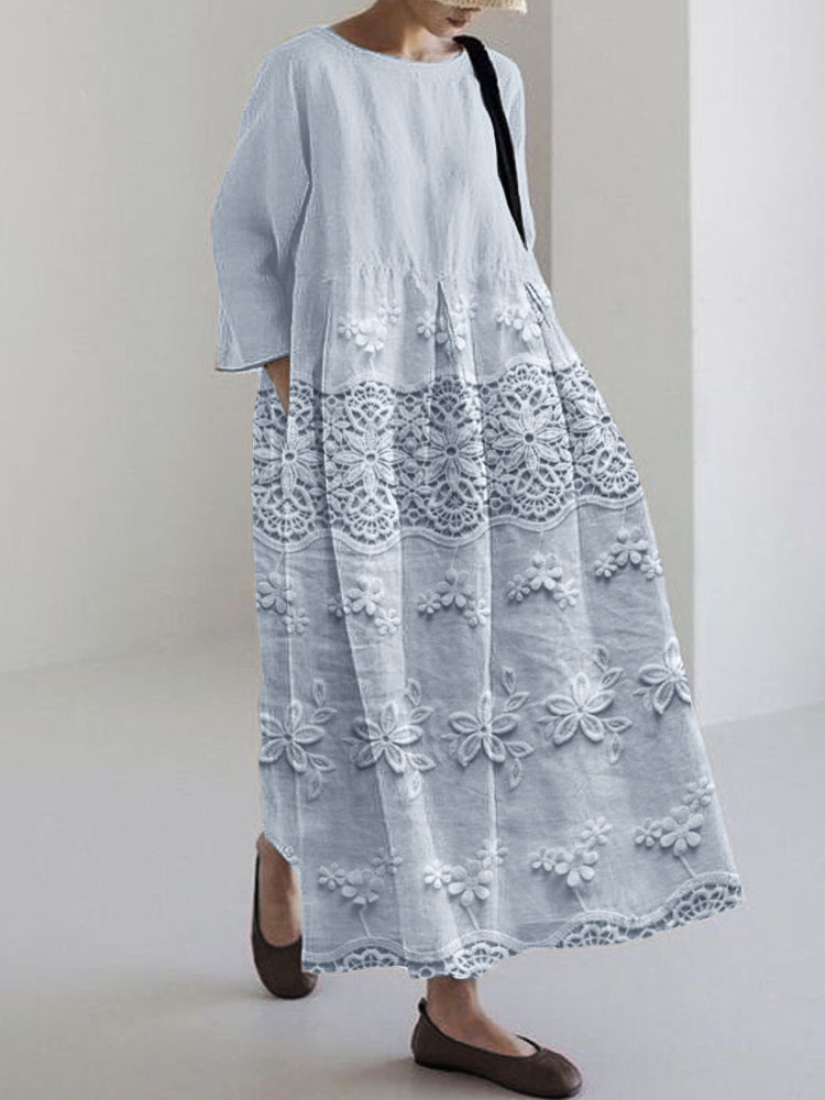 Midi Dress with Lace Print for Women