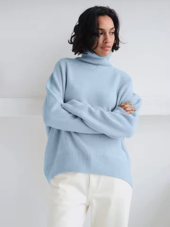 Women's Sweater – Oversized Fit – Wool Mix – Ribbed Collar – Long Sleeves