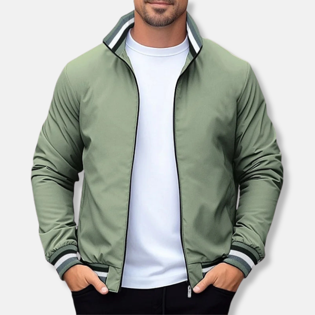 Men's Bomber Jacket - Regular Fit - Ribbed Collar And Cuffs