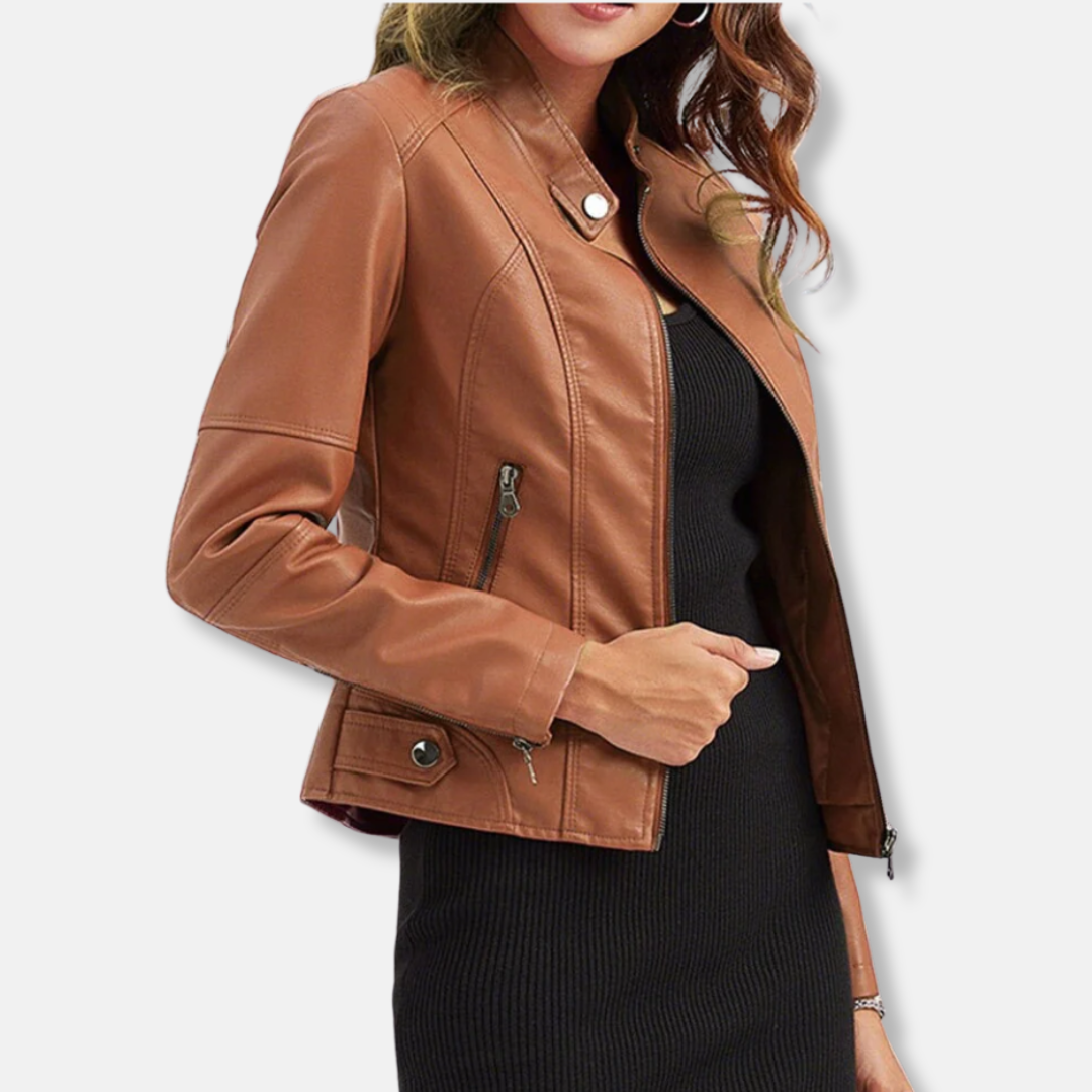 Women's biker jacket – Tailored Fit – Stand-up collar – Zip pockets