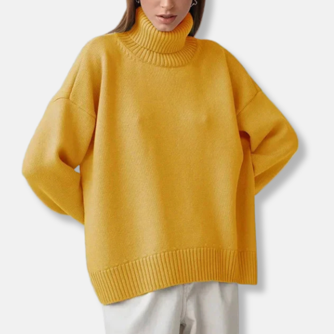 Women's sweater with turtleneck – Loose-fitting model – Knitted – Long sleeves – Ribbed trims