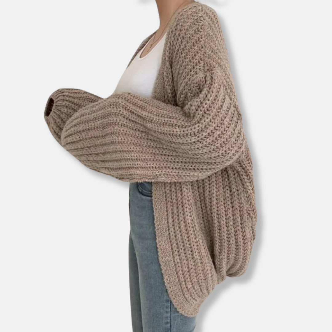 Women's Cardigan - Oversized Relaxed Fit - Balloon Sleeve