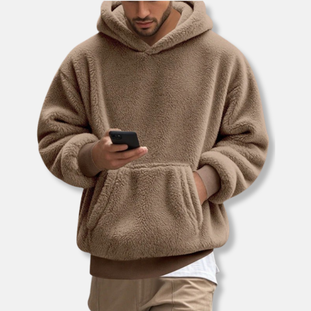 Men's Hoodie – Loose Fit – Fleece – Kangaroo Pocket – Ribbed Cuffs