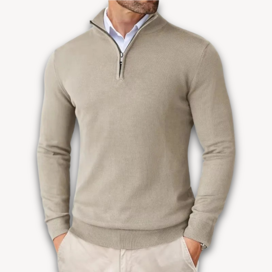 Lichtgewicht Katoenen Quarter-Zip Trui voor Heren – Casual