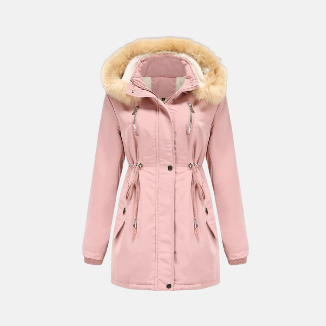 Women's Parka Coat – Mid-Length Model – Adjustable Waist – Faux Fur Hood – Warm Lined