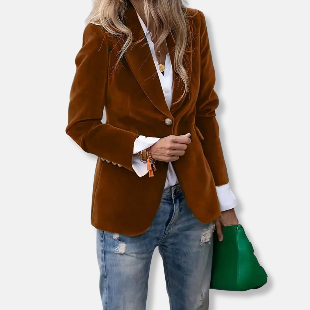Ladies Blazer - Velvet - Slim Fit - With Notch Lapel