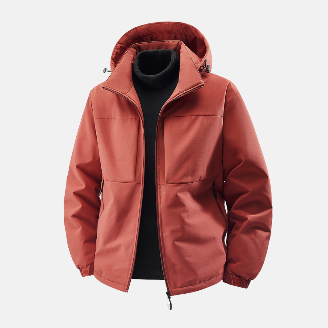 Men's Jacket – Windproof Water-repellent – Relaxed Fit – With Hood and Zippered Pockets