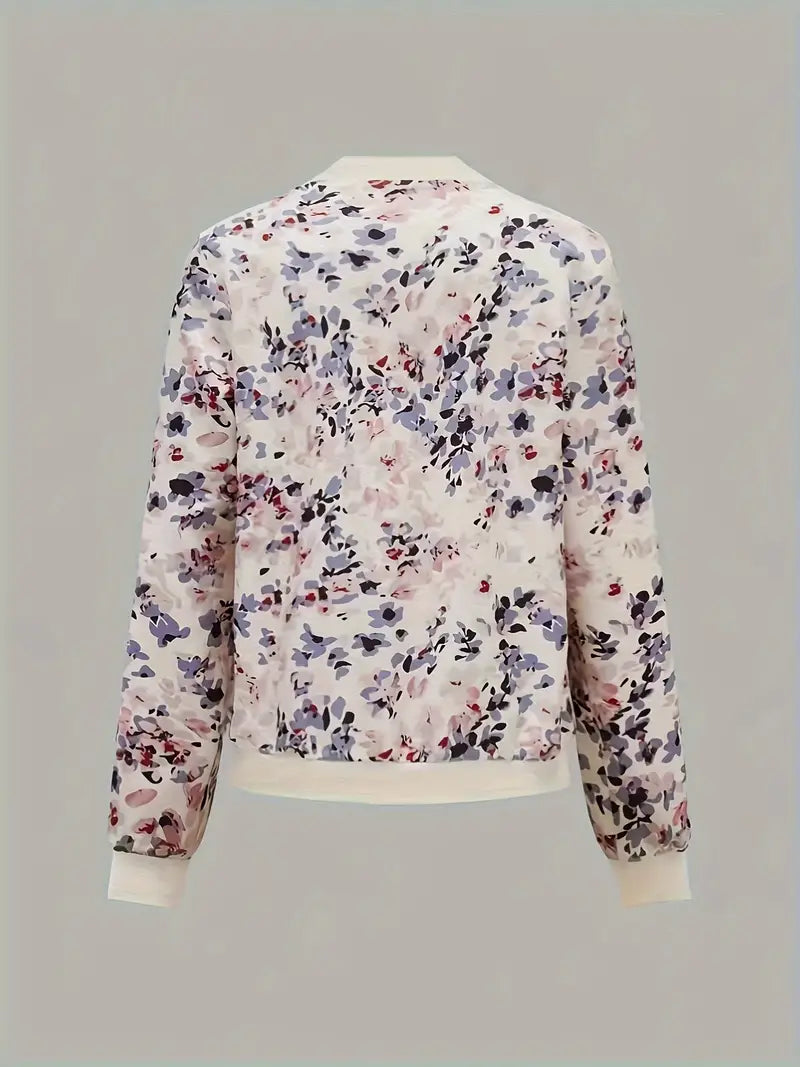 Women's Bomber Jacket with Floral Pattern – Comfortable and Fashionable