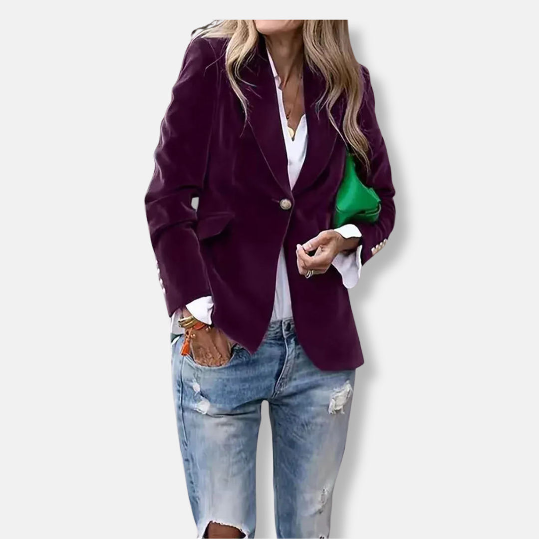 Ladies Blazer - Velvet - Slim Fit - With Notch Lapel