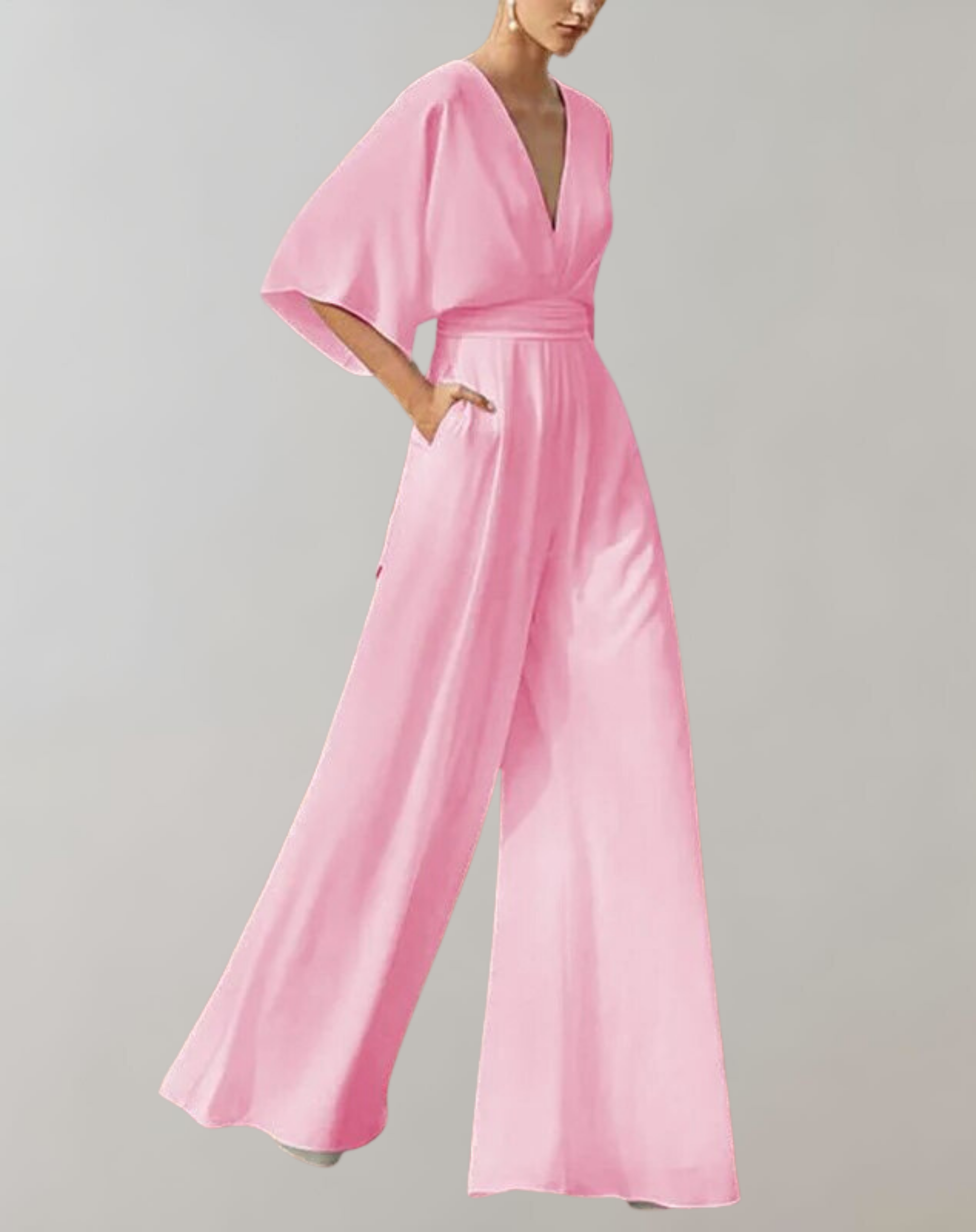 Stylish Butterfly Sleeve Flowing Jumpsuit for Women