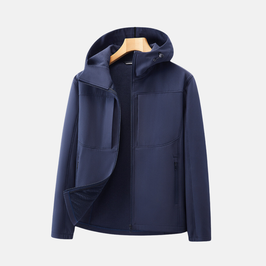 Men's softshell jacket – regular fit – fleece lined – adjustable hood – pockets