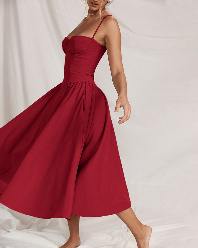 Stylish Midi Dress with Tubecolor and Straps