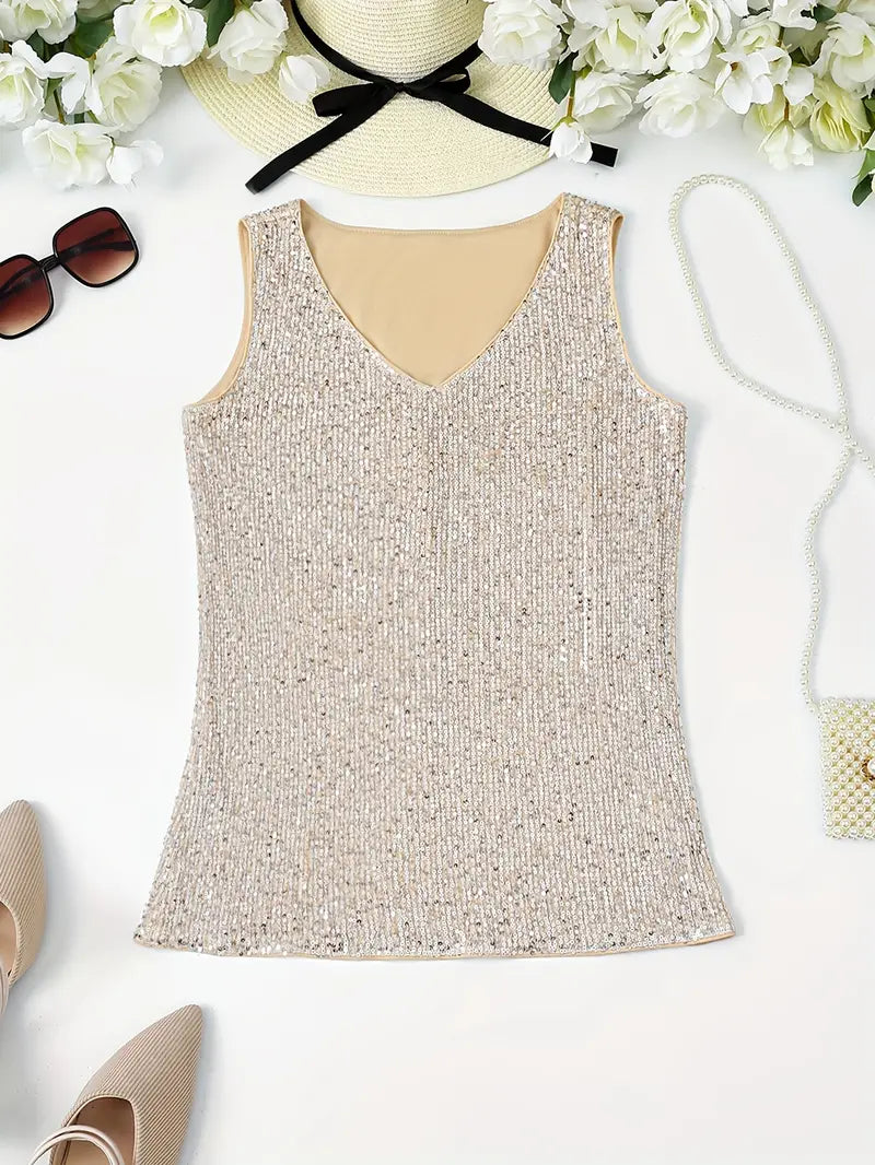 Sleeveless Top with Sequins for Women