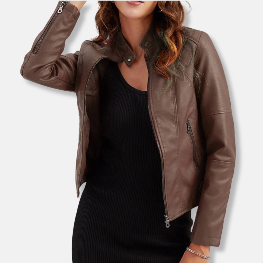 Women's biker jacket – Tailored Fit – Stand-up collar – Zip pockets