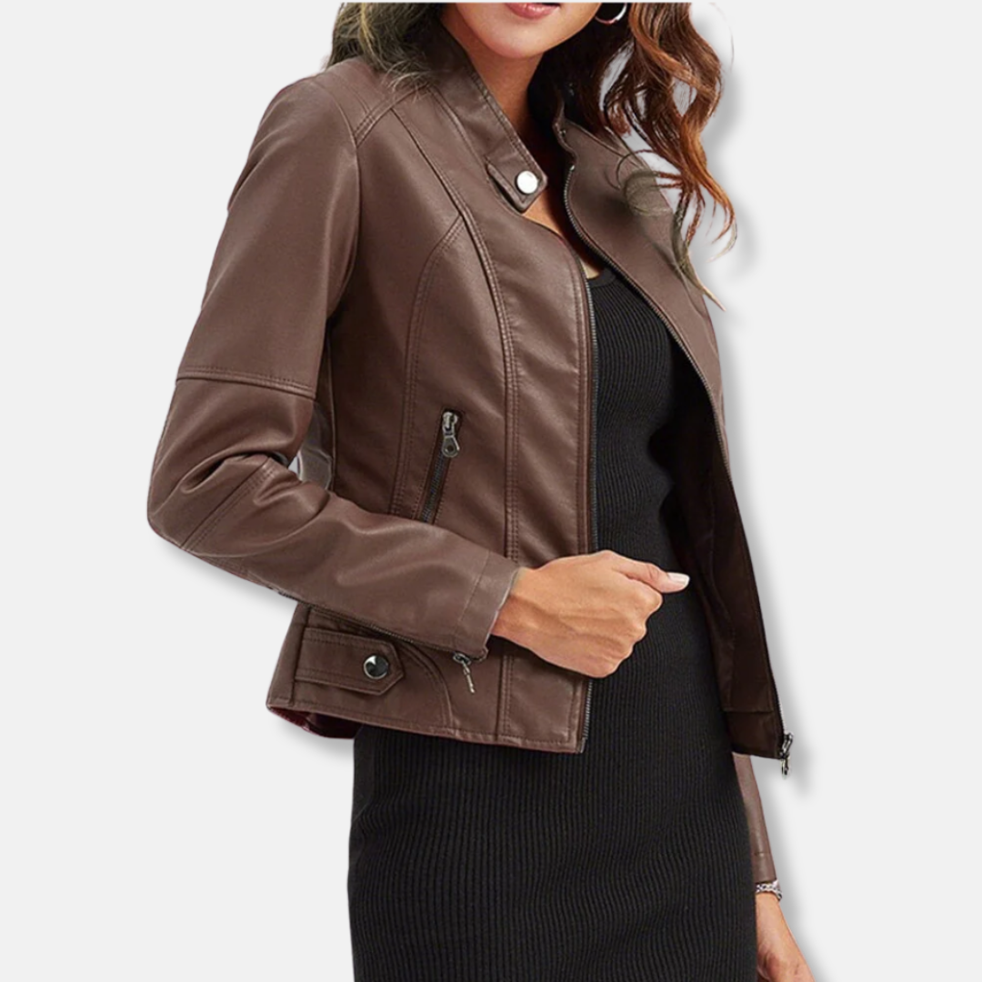 Women's biker jacket – Tailored Fit – Stand-up collar – Zip pockets