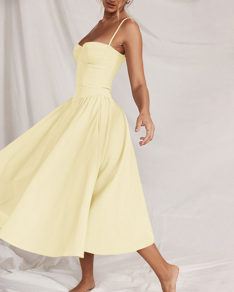 Stylish Midi Dress with Tubecolor and Straps