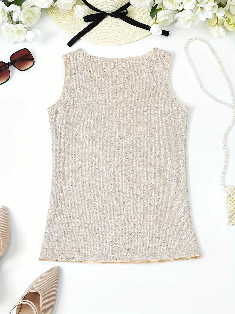Sleeveless Top with Sequins for Women