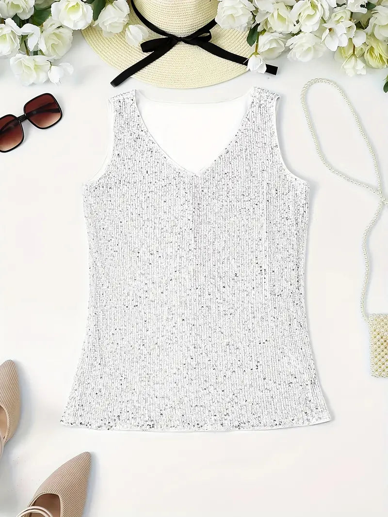 Sleeveless Top with Sequins for Women