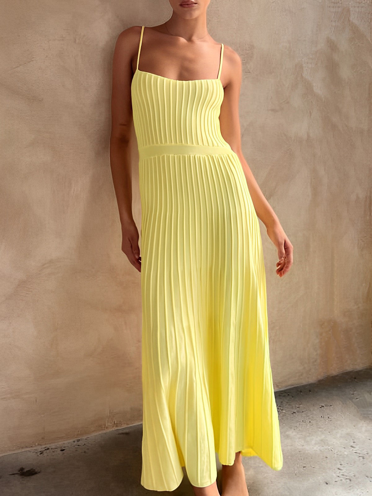 Ribbed midi-summer dress for women