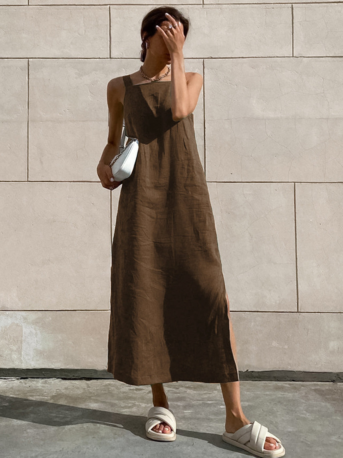 Cotton Plain Long Maxi Dress